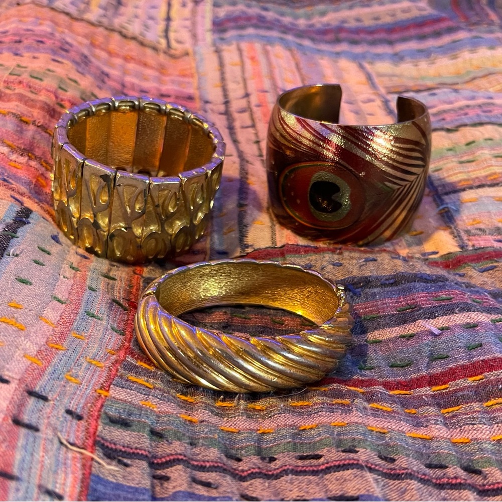 VINTAGE Gold Cuff Bracelet Bundle (3 PIECE)